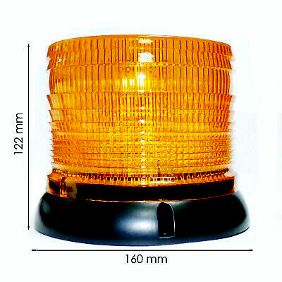 32 Led Warning Light Beacon Flashing Strobe Amber Magnetic 160mm 12V 