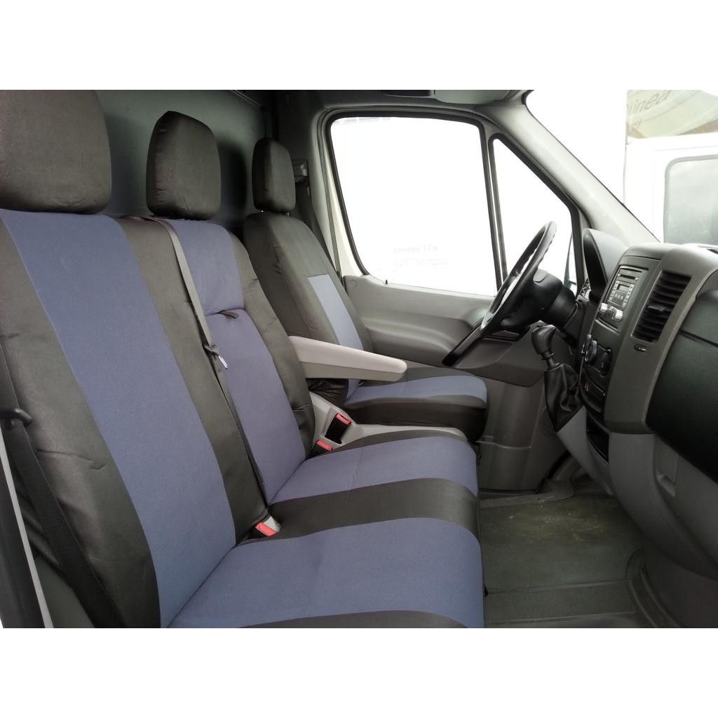 2+1 Huse Scaune pentru MERCEDES SPRINTER 2006-2018 Microbuze Negru Albastru Textil