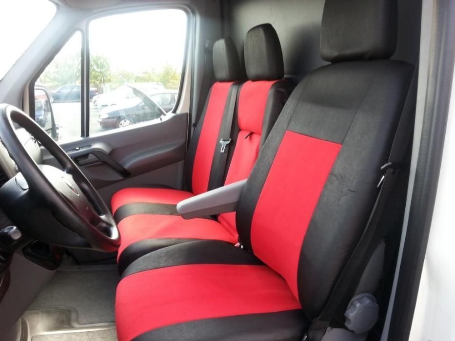 2+1 Huse Scaune pentru VW CRAFTER 2006-2018 Microbuze Negru Rosu Textil