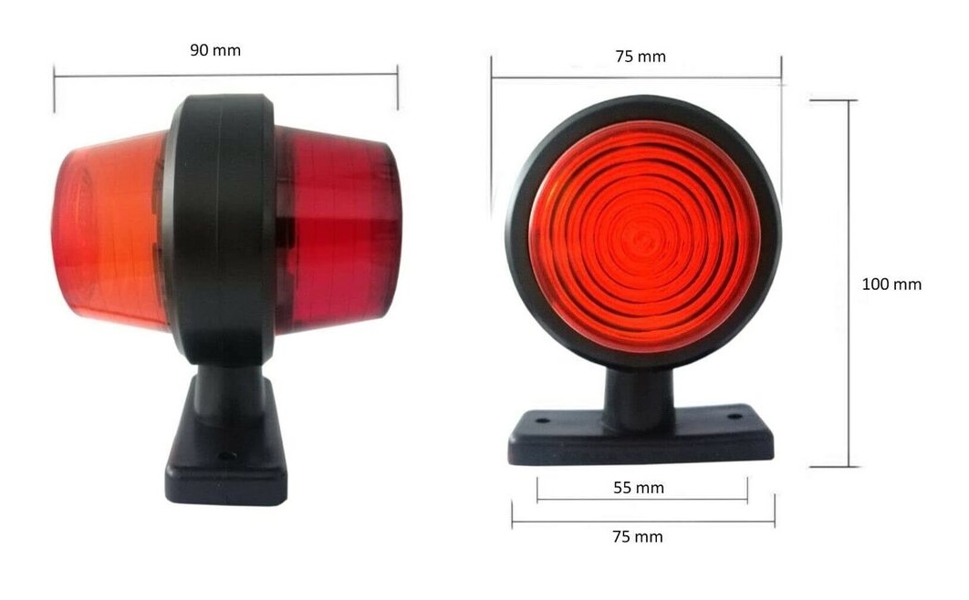 2 x Led Position Lights Clearance Lamp Marker Indicator Truck Trailer Red Orange Lorry 12V