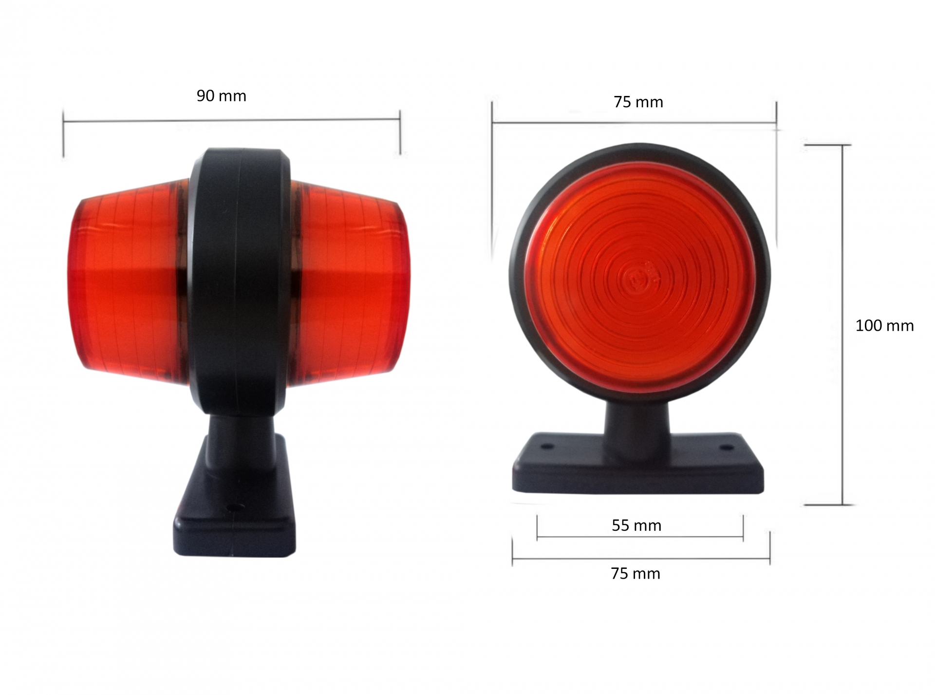 2 x Led 90mm Lampara Luces Laterales Gabarit de Remolque Camion 24V Orange