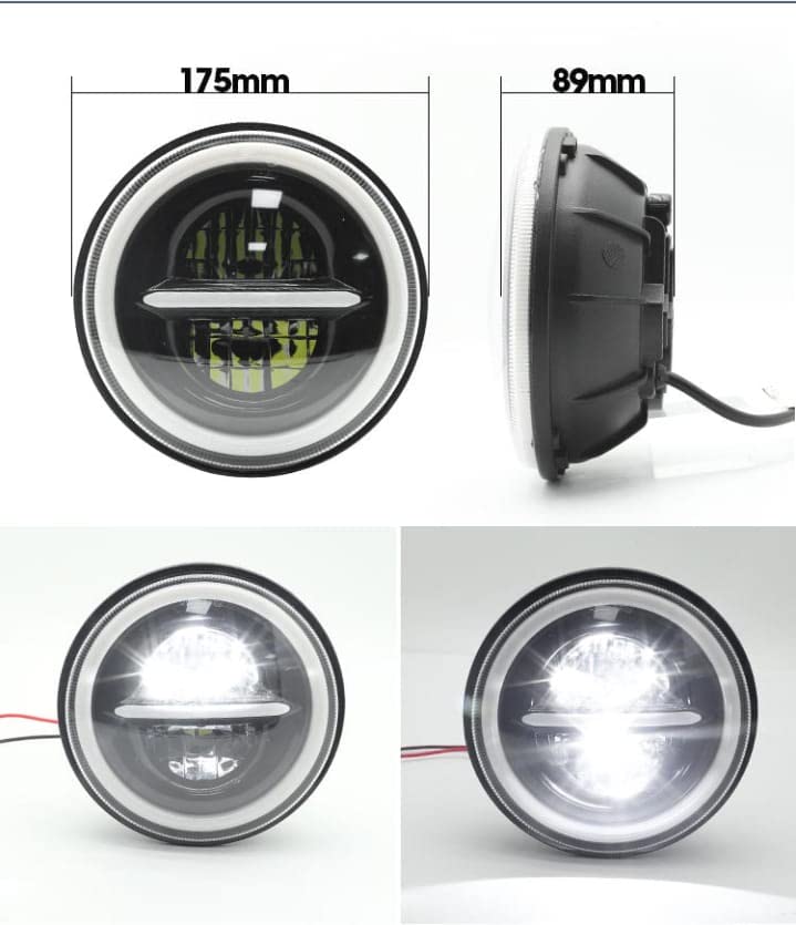 LED Round Head Light 178mm/7inch 75W Hi/Low/DRL/Indicator Halo Lights Lamp Fog Offroad Driving Light 12v 24v