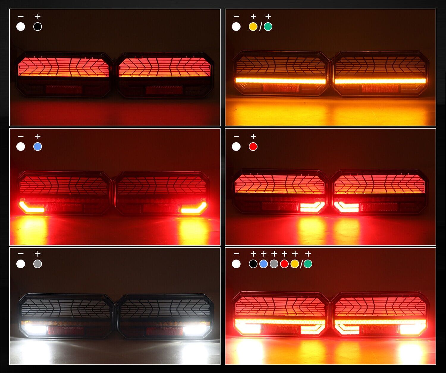 2 x LED Dynamic Intermitente Luz piloto Luces trasera del camión remolque 12v 24v