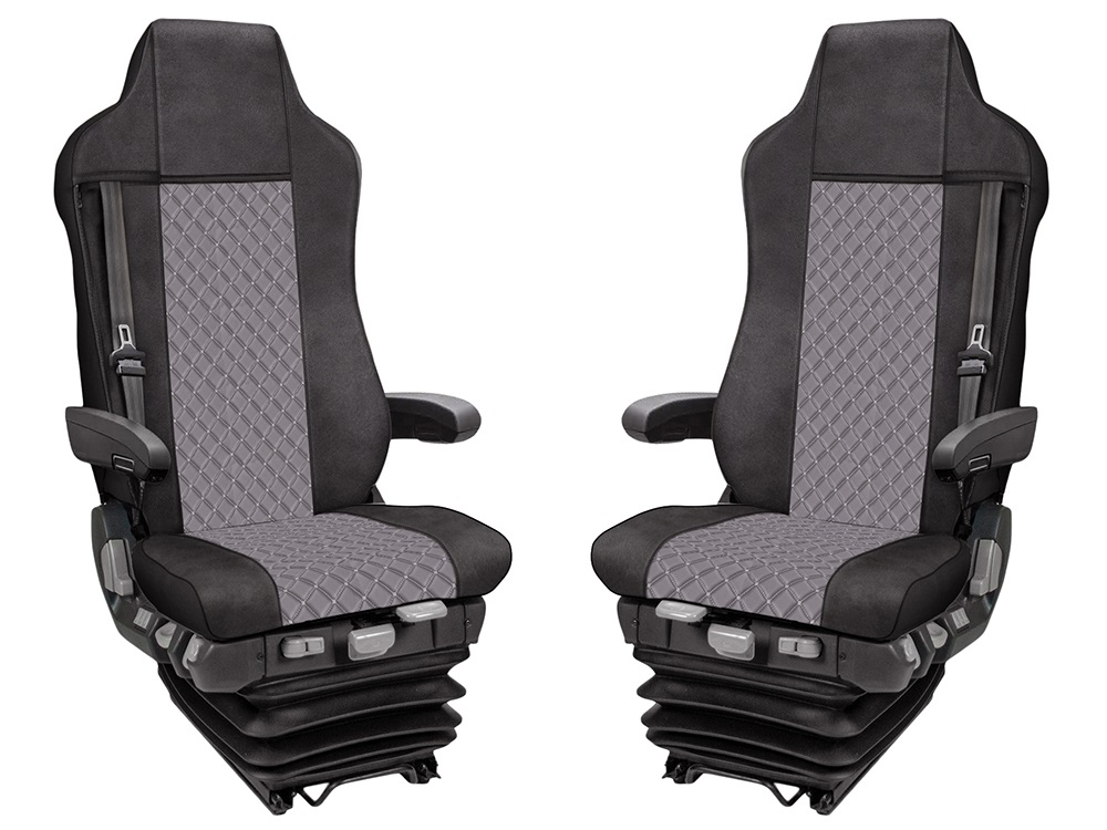 2x Huse Scaune pentru IVECO STRALIS HI-WAY 2005-2019 Camioane Negru Gri Piele