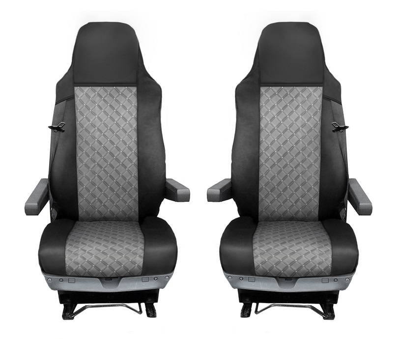 Seat covers for MAN TGX 2015-2021 Truck Black Grey Leather LHD