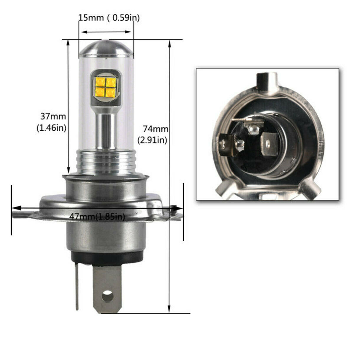2 x H4 HS1 12V-24V 360° 6000K Scheinwerfer Lampen Autolichter Fahrzeug PKW Chip Led
