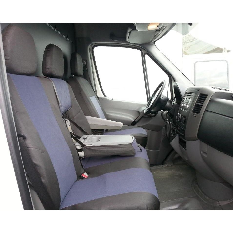 2+1 Huse Scaune pentru MERCEDES SPRINTER 2006-2018 Microbuze Negru Albastru Textil