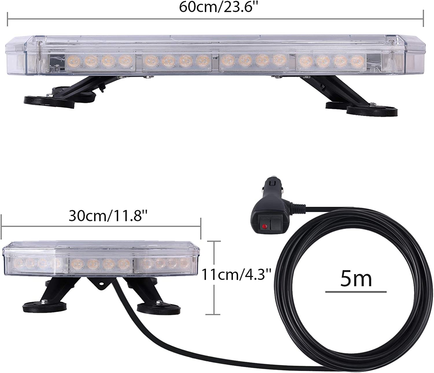 56 LED 60cm BAR Blitzlicht Warnleuchte Notfall Strobe Leuchten 12V 24V mit Magnet