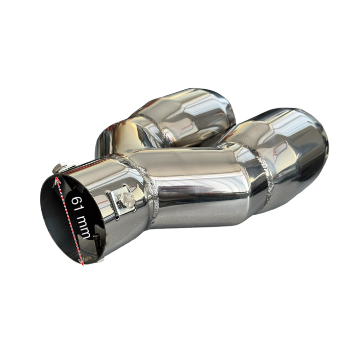 Double Tailpipe Exhaust ∅61mm Car Chromed Silver 