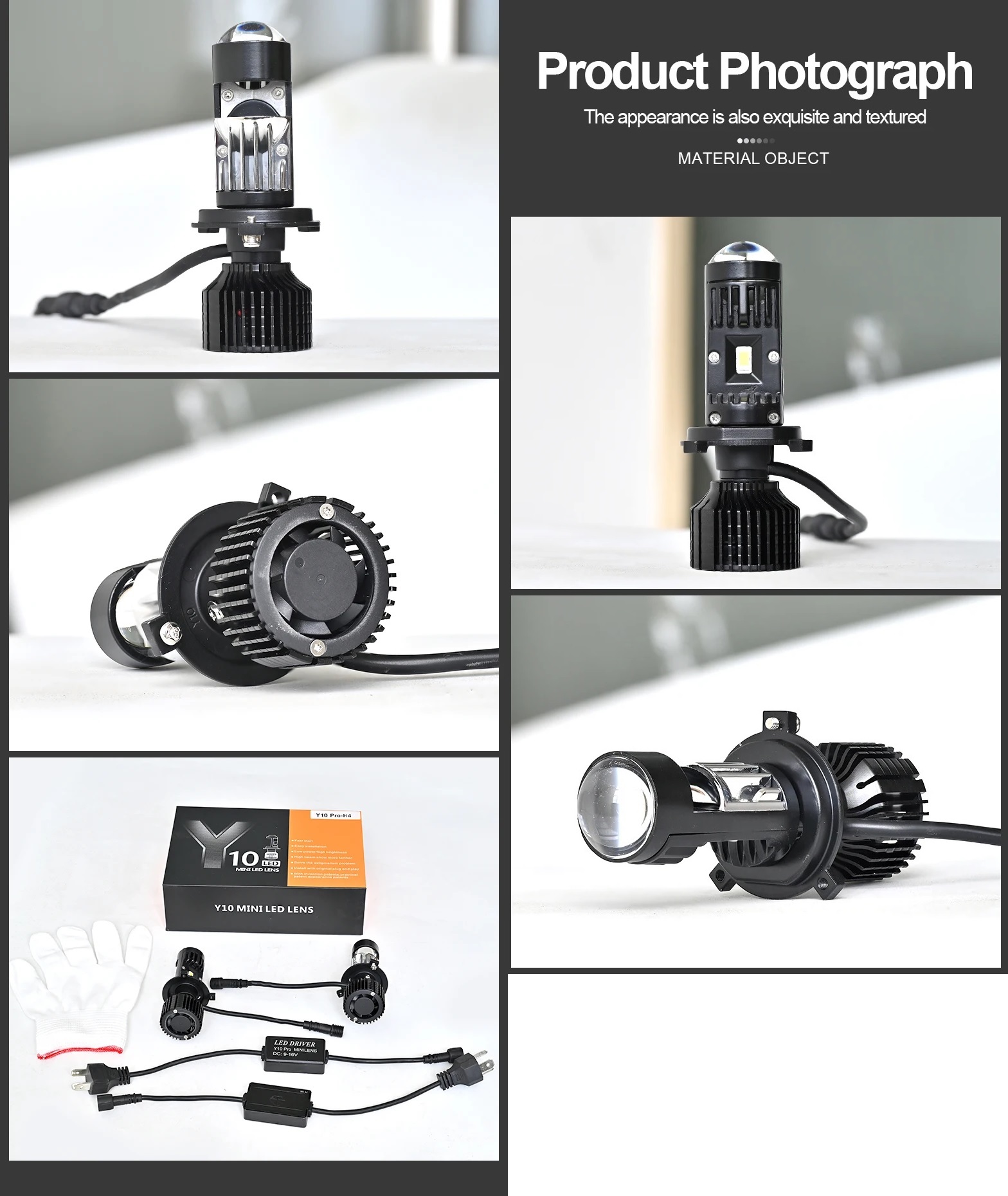 2 x LED Y10 H4 200% 50W 6400LM 6000K 360° Canbus cu Lentila Lumini Lampa Faruri Becuri Auto Camoin Moto Hi/Low Beam 12V 24V