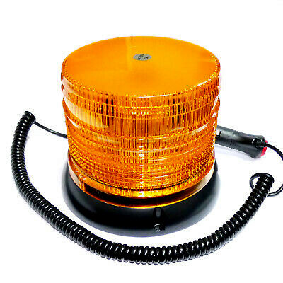 32 Led Warning Light Beacon Flashing Strobe Amber Magnetic 160mm 12V 