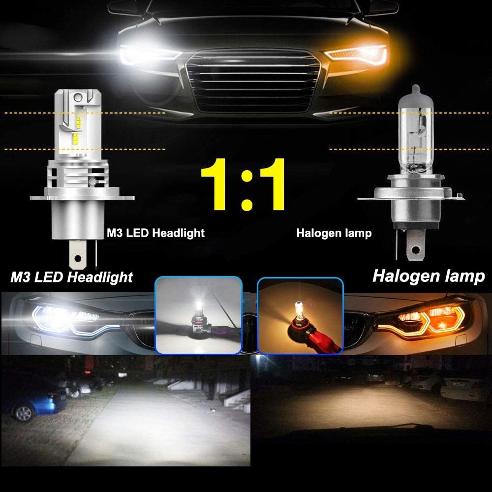 2 x LED H4 Luces Bombillas Luz Lampara de Automóviles Camiones Coche 50W 5000lm 6500K 12V 24V