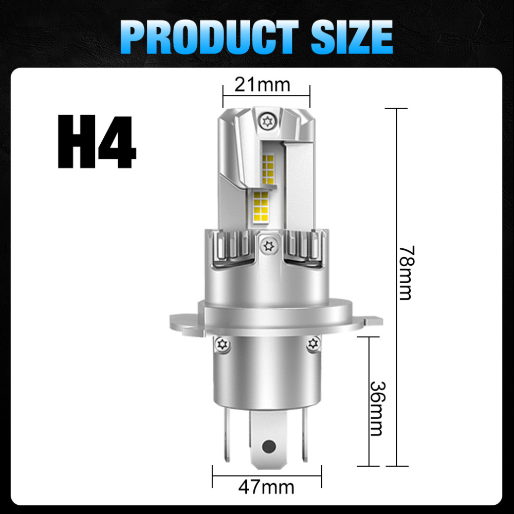 2 x LED E4P H4 12V 50W 15000lm Lys Hovedlys Lyspærer Strålekaster Lampe Lastebil Bil Hi/Low Beam 6500K 