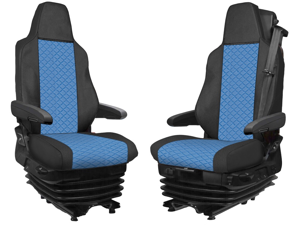 Seat covers for MAN TGX 2021+ Truck Black Blue Leather