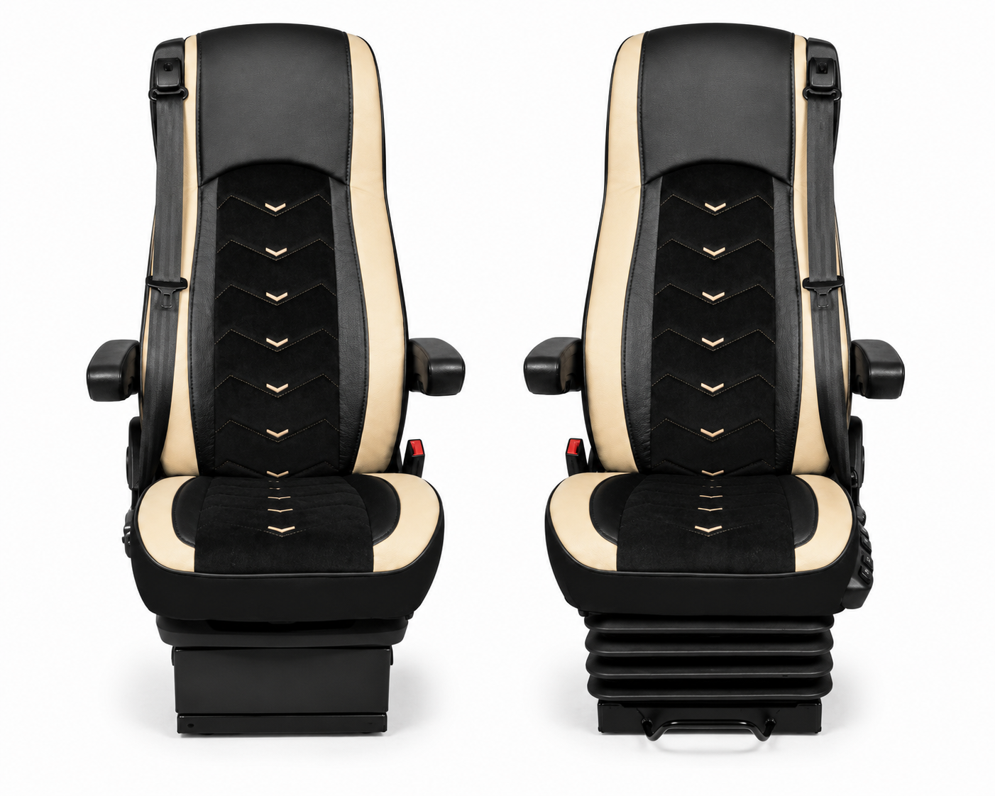 2x Seat covers for DAF XF 106 2015-2021 Truck Black Beige Leather Alcantara