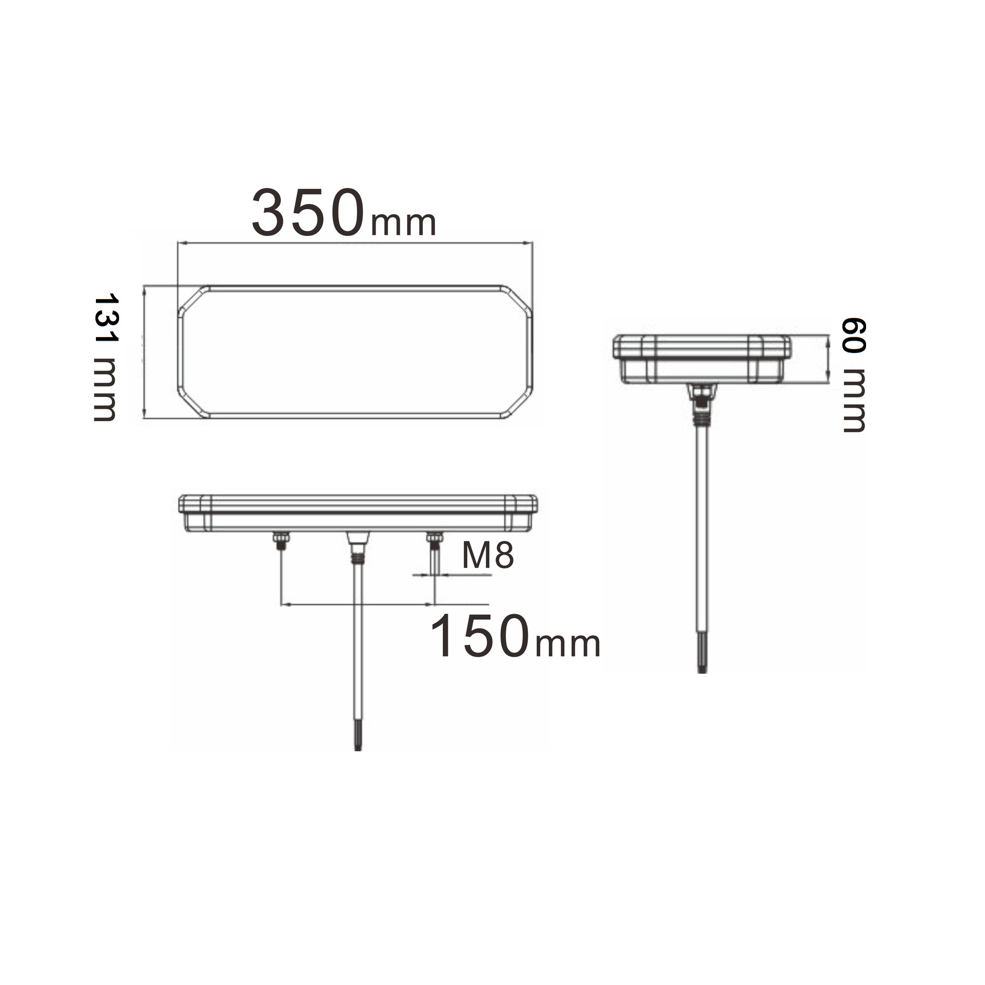 2 x LED Tail Reverse Trailer Truck Dynamic  Indicator Light 350mm 12v 24v E9