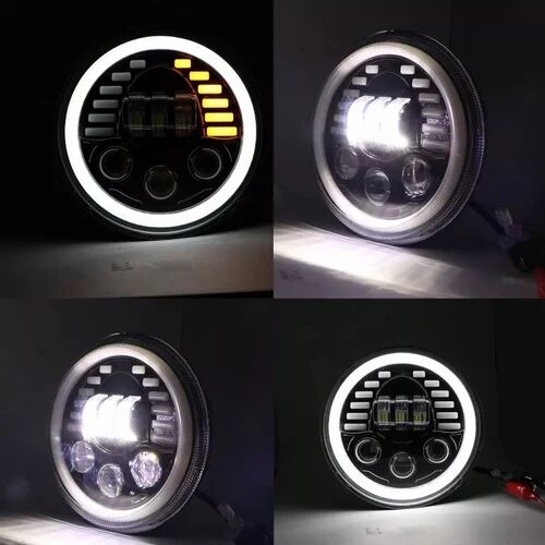 LED Round Head Light 178mm/7inch 75W Hi/Low/DRL/Indicator Halo Lights Lamp Moto 4x4 AWD 4WD 12v 24v