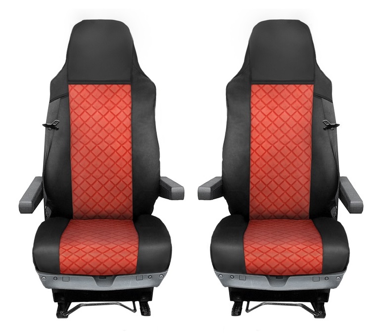 Couvre Siege pour MAN TGX 2015-2021 Camions Noir Rouge Cuir LHD