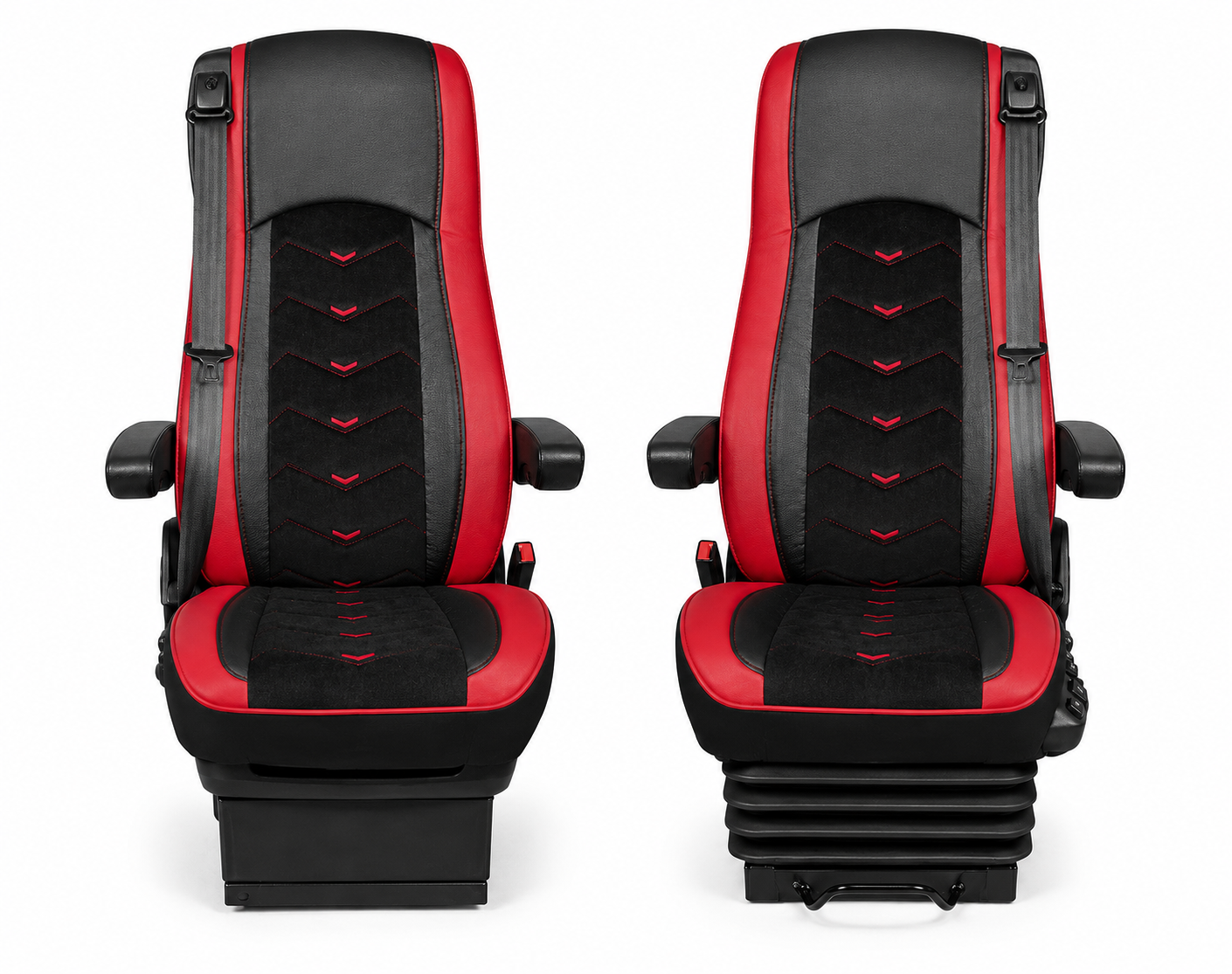 2x Couvre Houses de Siege pour DAF XF 106 2015-2021 Camions Noir Rouge Cuir Alcantara