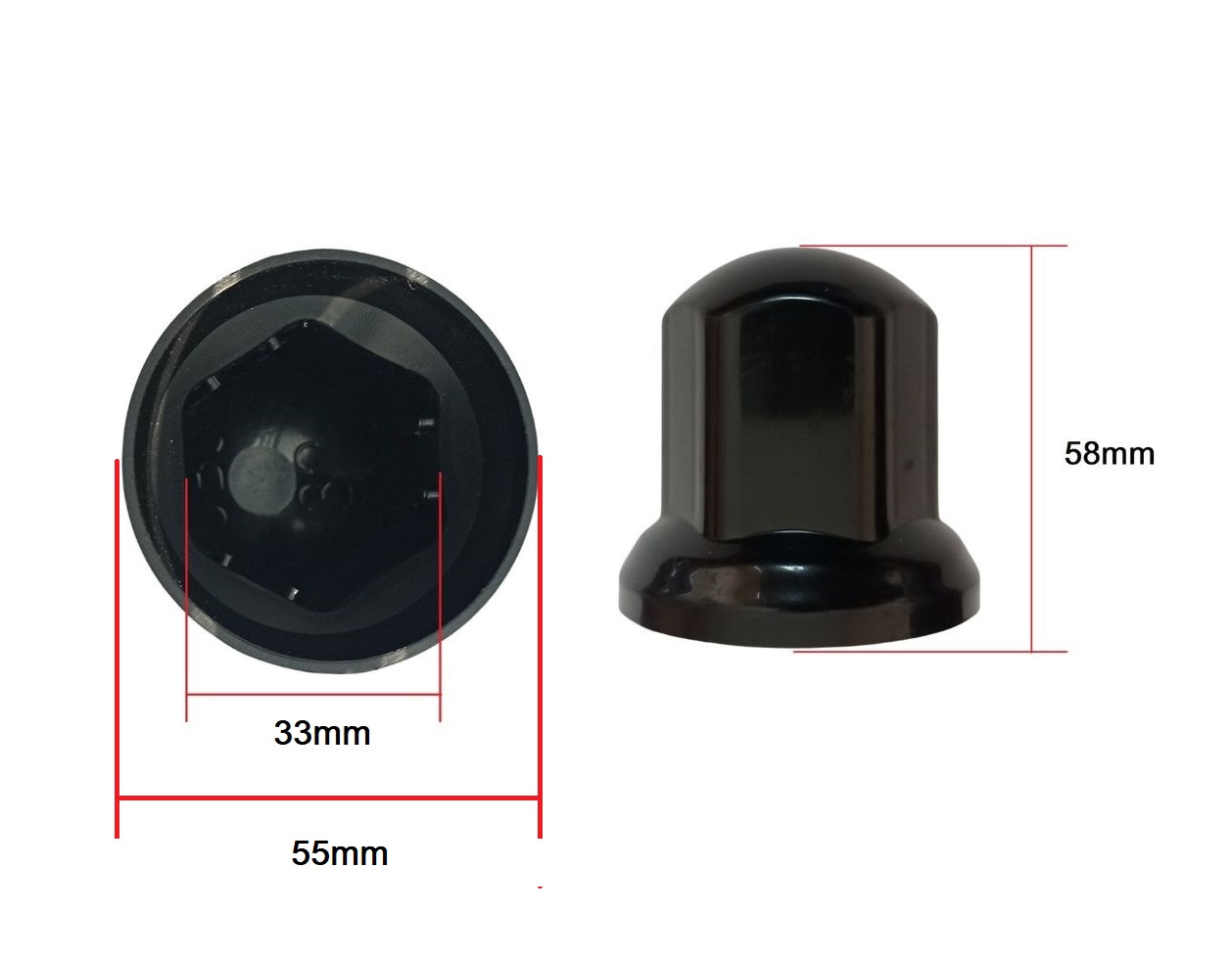 33mm Lange LKW Radmutterkappen Abdeckkappen Sechskant kappen felgen Bolzenabdeckungen Schwarz 