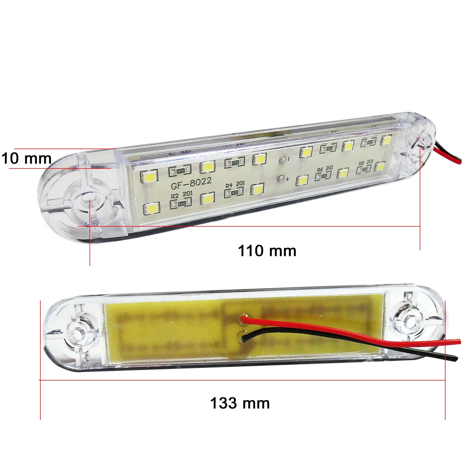 12 Led Sidemarkeringslys Tilhenger Lastebil Hvit 24v 