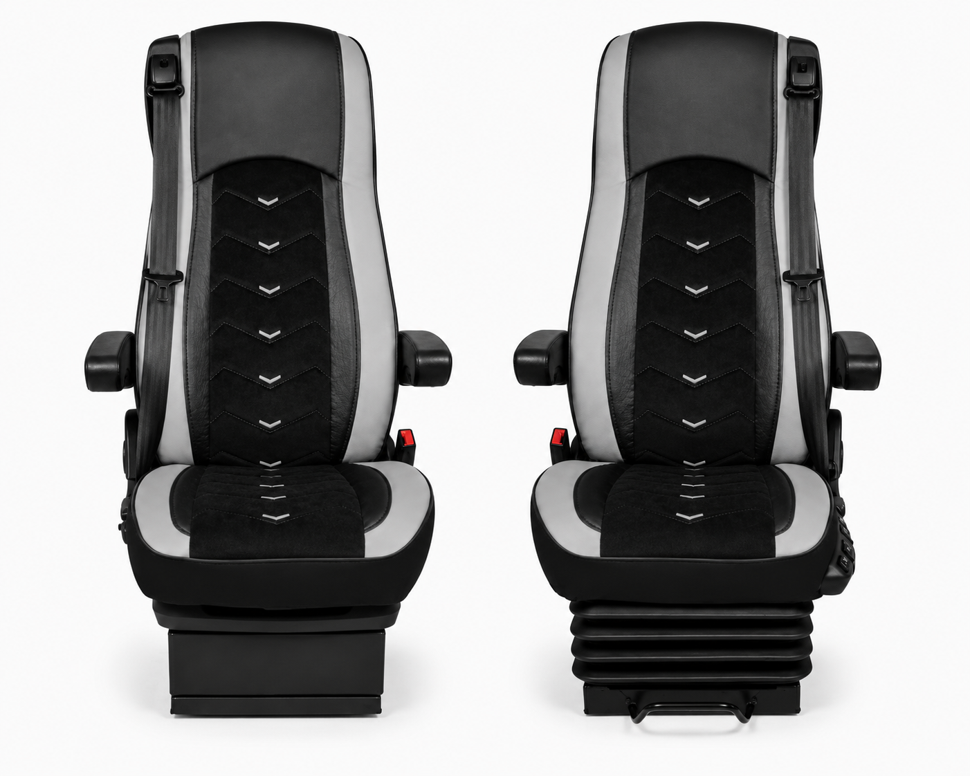 2x Bilklädsel för DAF XF 106 2015-2021 Lasbil Svart Gra Läder Alcantara