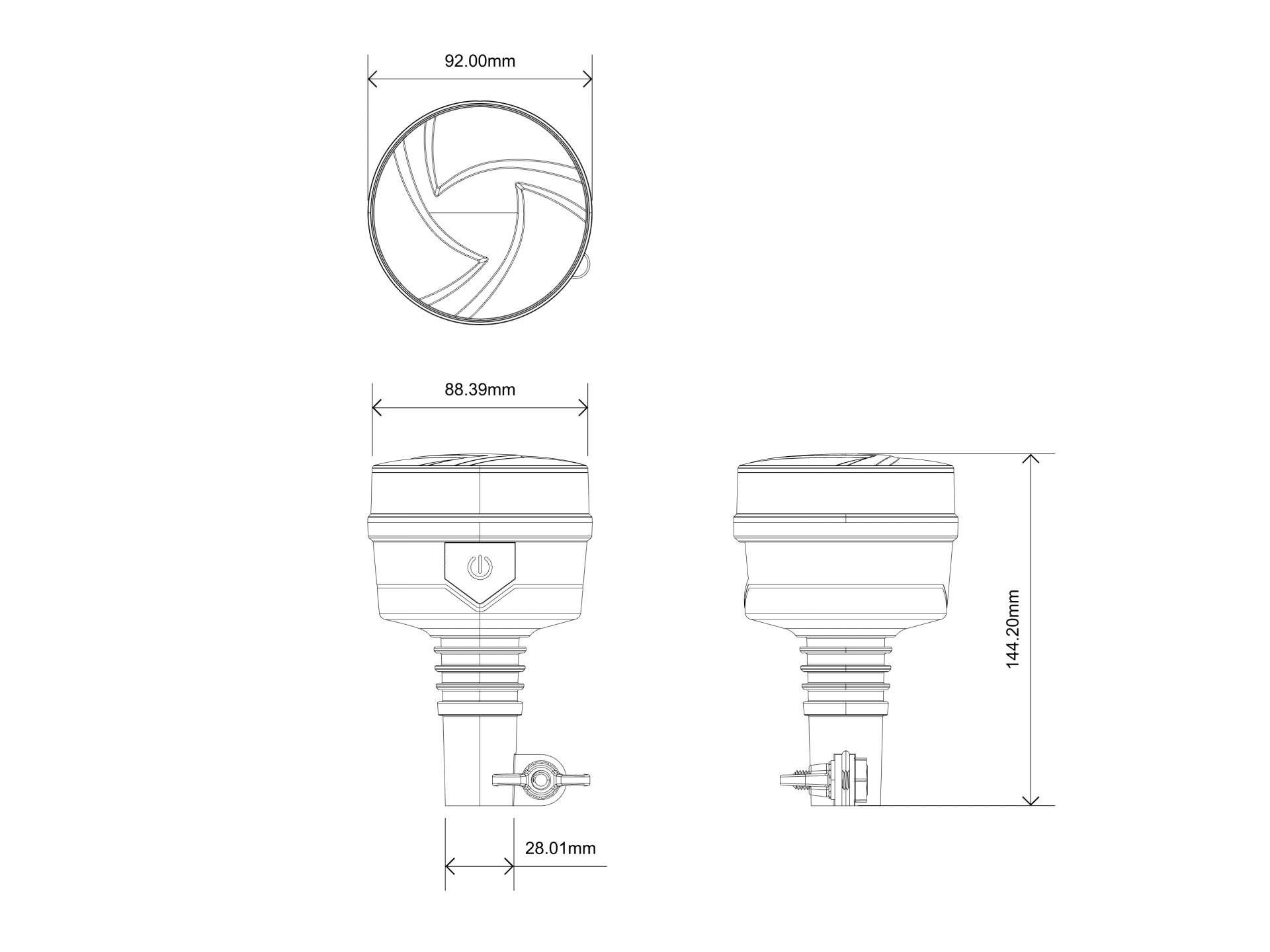 30 LED Varningsljus Blixtljus Strobe 19W 92mm Gul Lampa 12V 24V