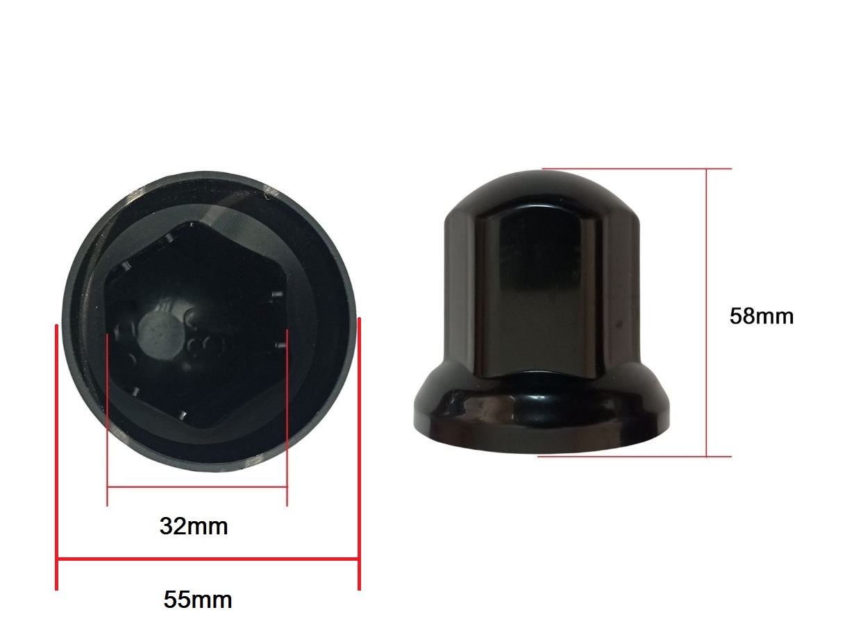 32mm Lange LKW Radmutterkappen Abdeckkappen Sechskant kappen felgen Bolzenabdeckungen Schwarz 