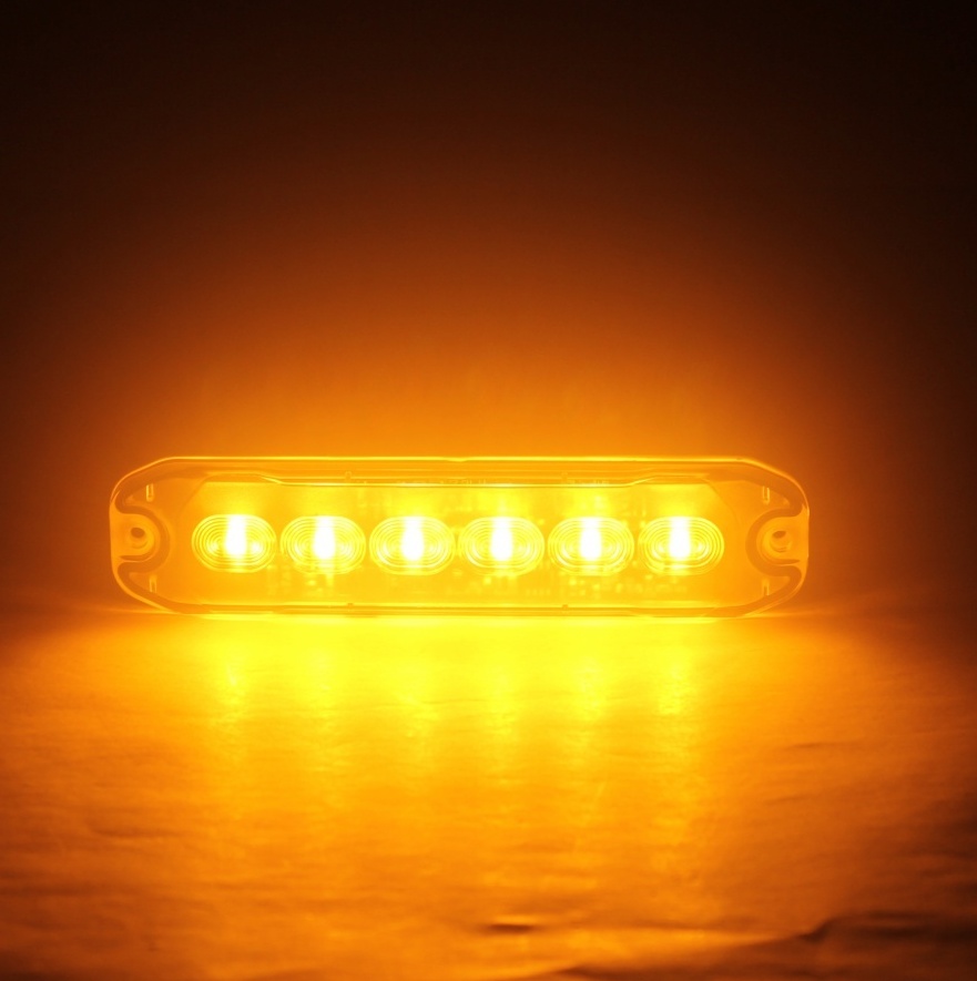 6 LED Luz de intermitente Delgado Luces Estroboscópica Ambar Amarillo 10W 12V 24V