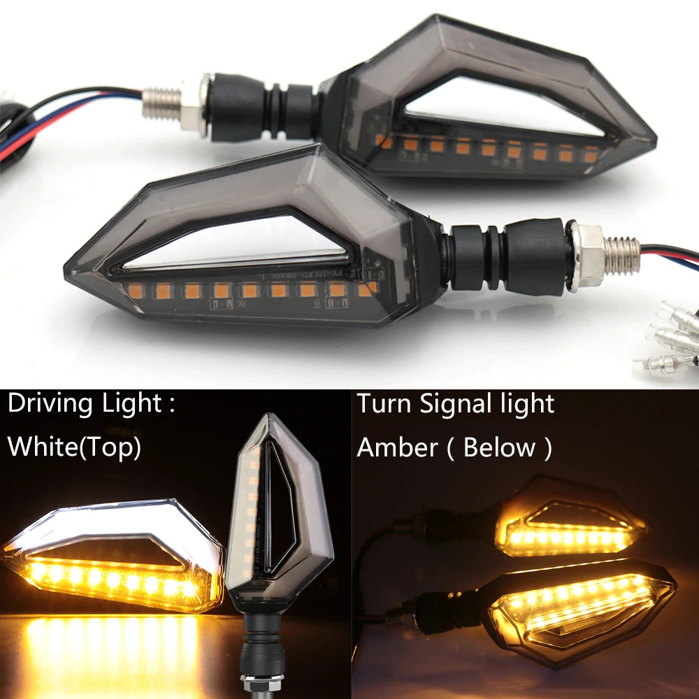 9 LED Motorcycle Motorbike Turn Signal DRL Lights 12v Orange White