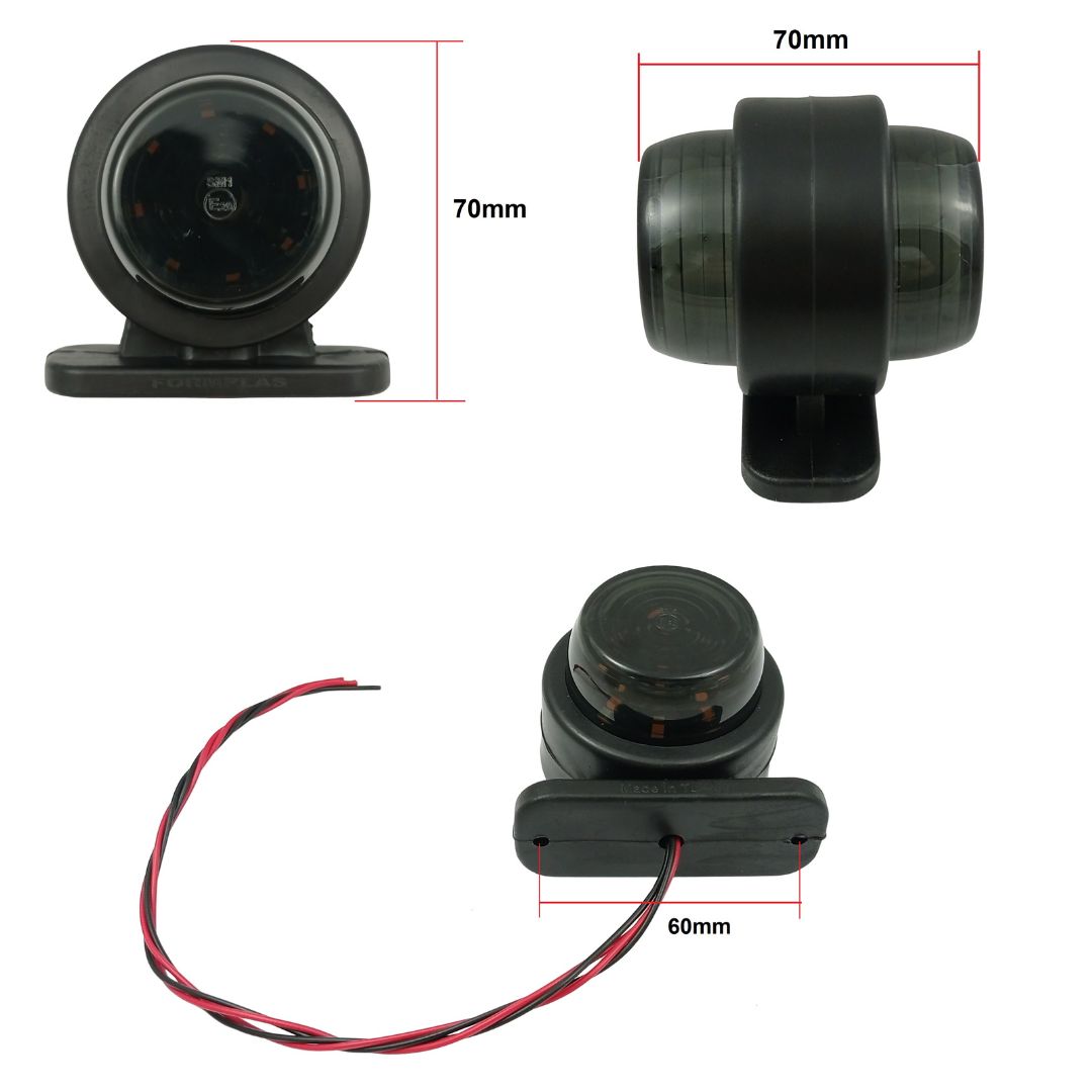 2 x Led Orange Red Position Lights Clearance Lamp Marker Indicator Truck Trailer Lorry 12V 24V Smoked Black Glass