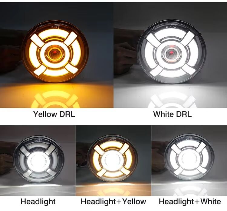 2 x LED Round Head Light 178mm/7inch 40W Hi/Low/DRL/Indicator Halo Lights Lamp Moto 4x4 AWD AWD 12v 24v