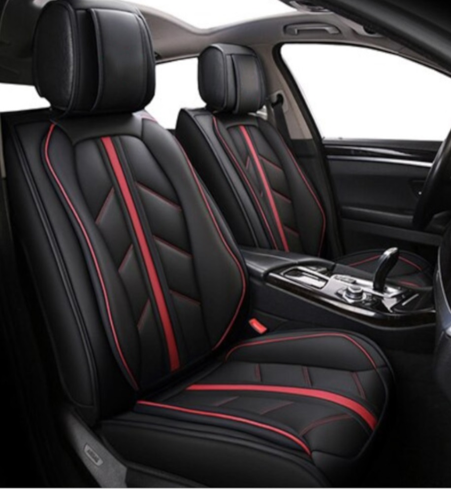 2 x Sitzbezüge Schonbezüge Schutz Universal für PKW Schwarz Grau Leder