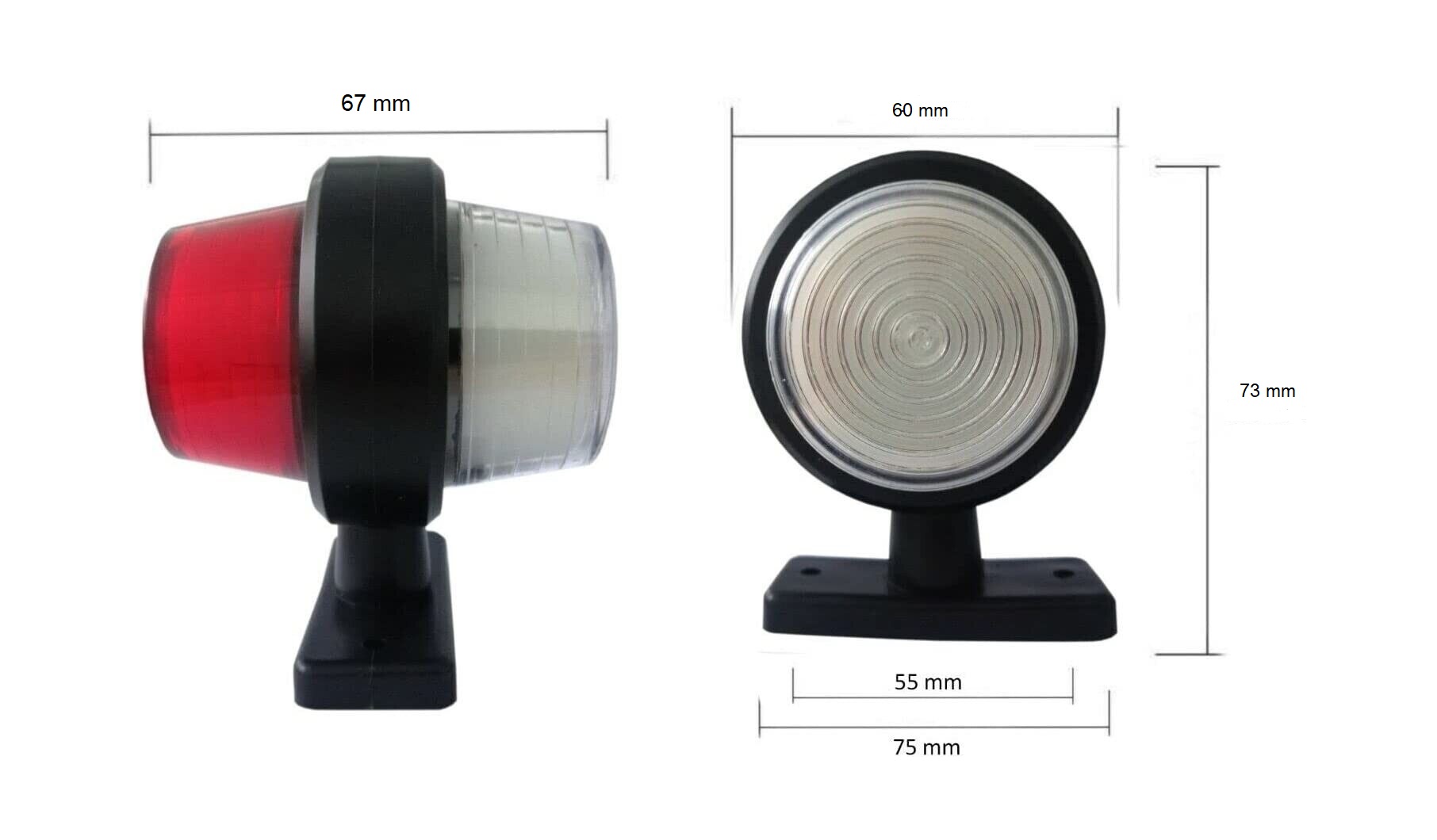 2 x Led 67mm Lastbil MarkeringslJys Ljus Lampa 12V 