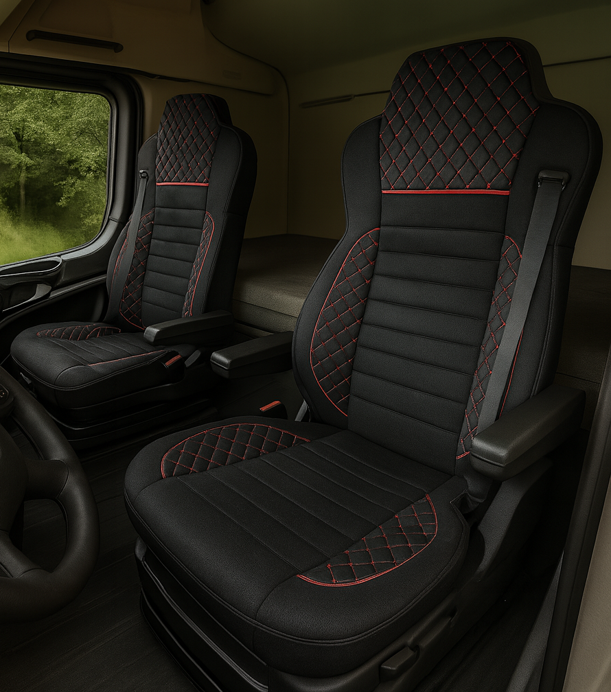 2 x LUX Couvre Housses de Siege pour Mercedes Actros Arocs MP4 MP5 2015-2025 Camions Noir Cuir Alcantara