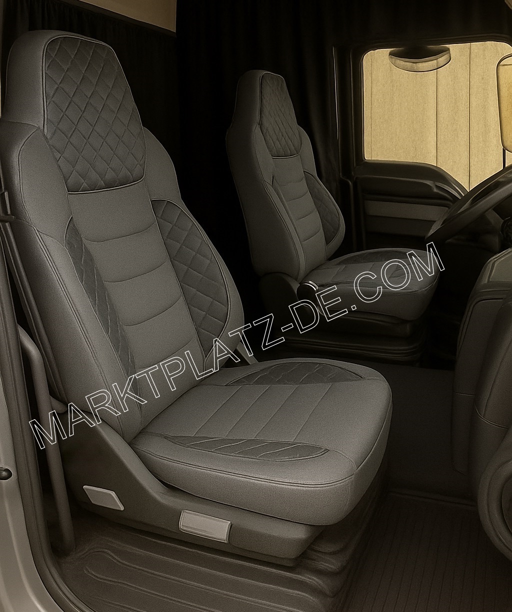 Bilklädsel för MAN TGX TGS TGL 2021+ EURO 7 Lastbil Gra Läder och Textil