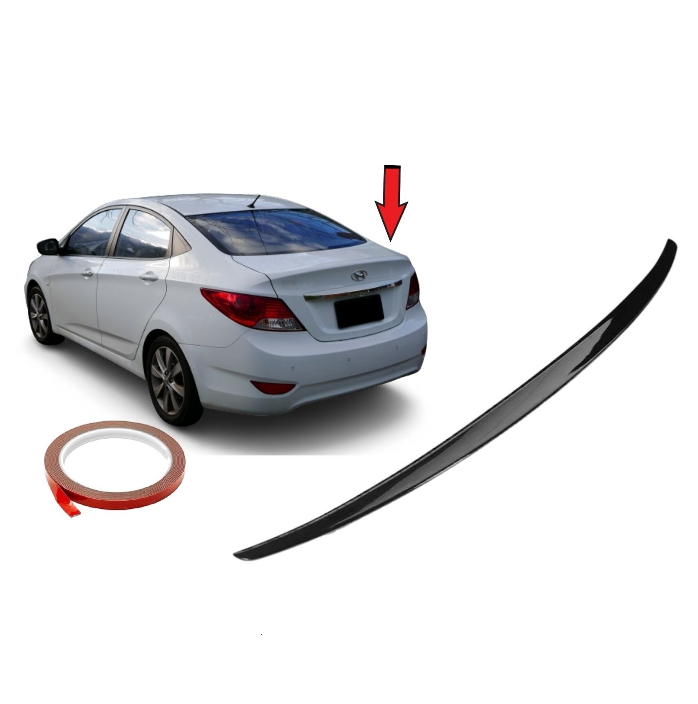 Spoiler Lip for HYUNDAI ACCENT Glossy Black Rear Trunk Wing Lid 