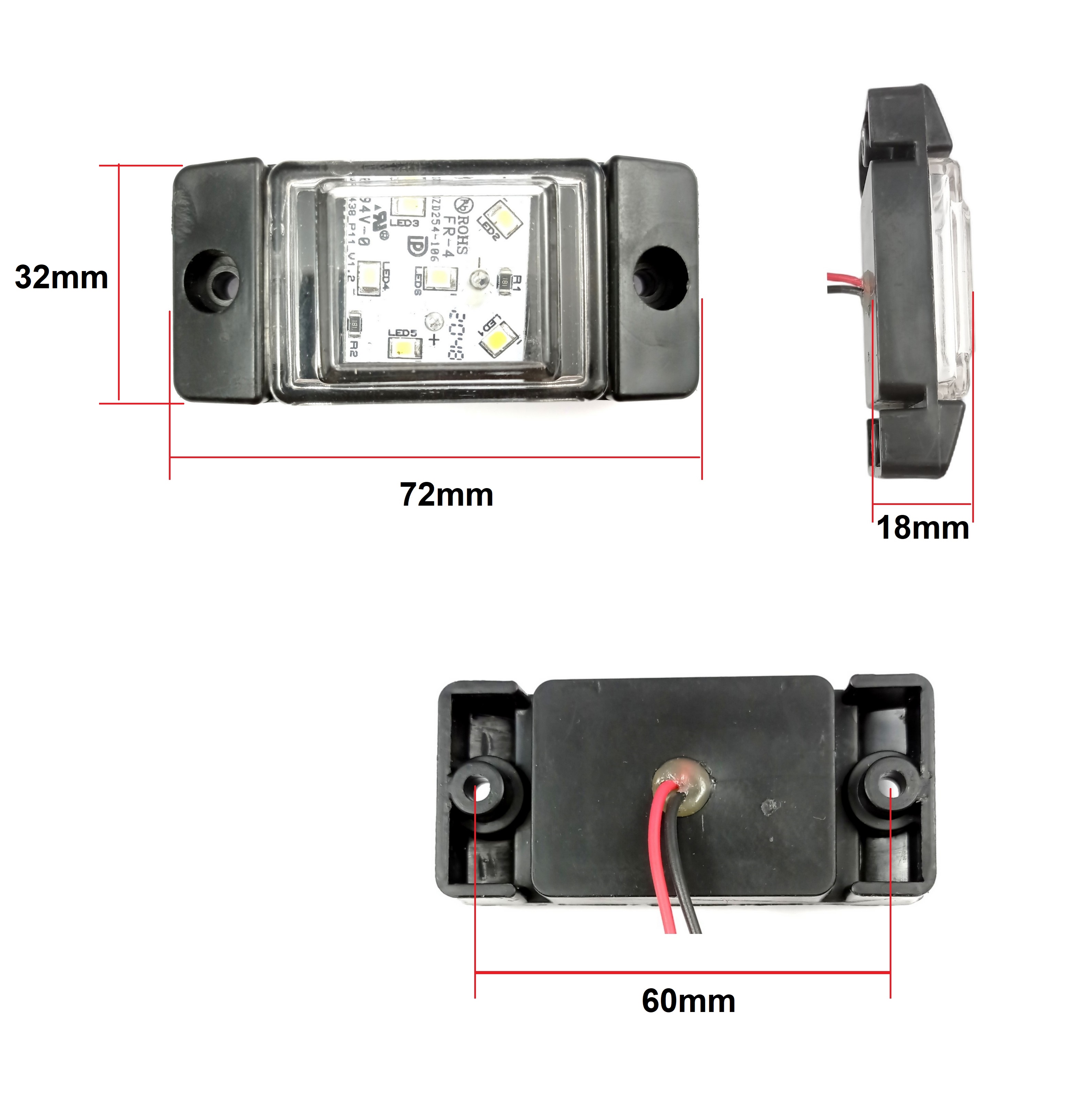 6 LED 24V Marker Clearance Lamp Light White Trailer