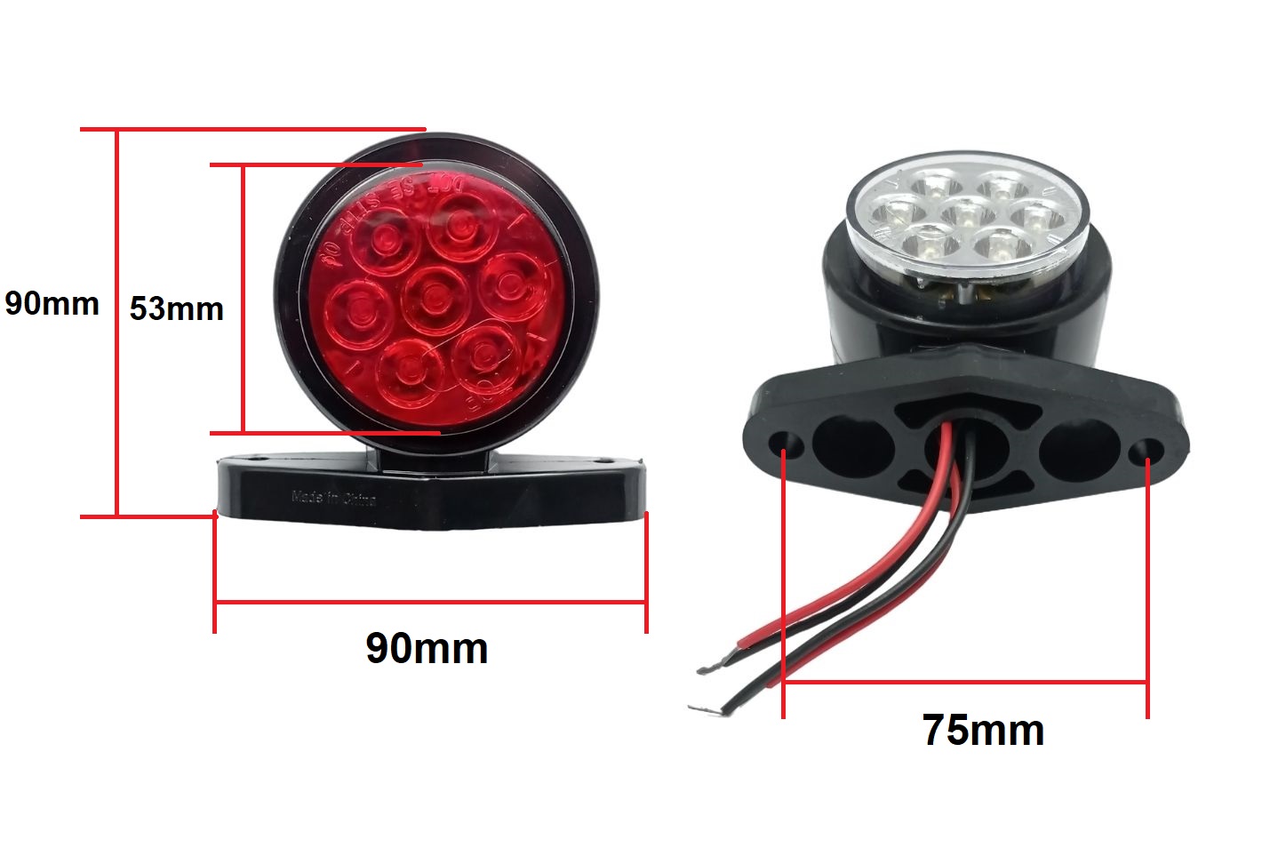 2 x 14 LED 12V 24V Outline Marker Stalk Light for Trailer Truck 