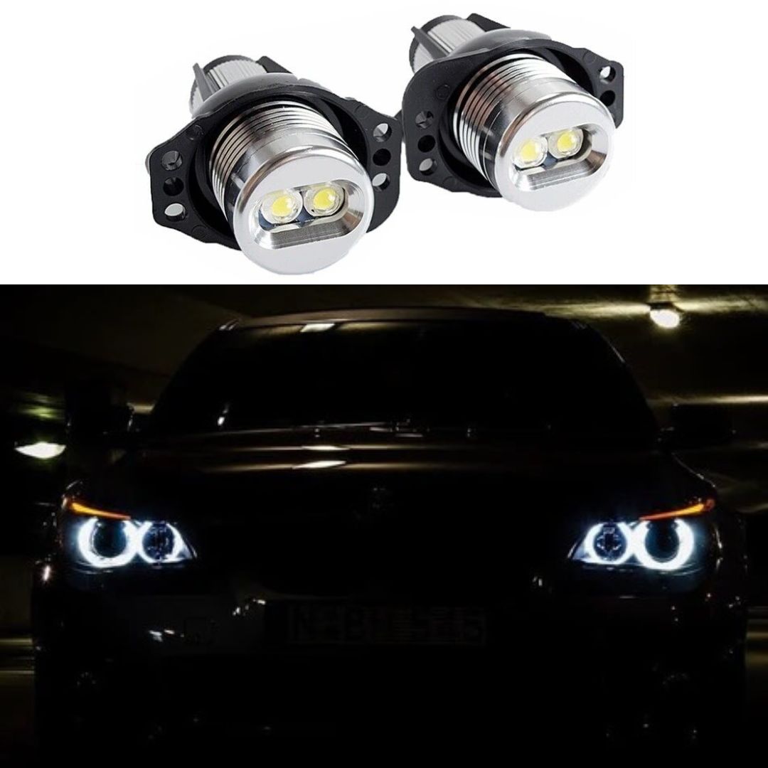 2 x  BMW E90 E91 LED Angel Eyes marker 12W White Headlights Canbus Error Free