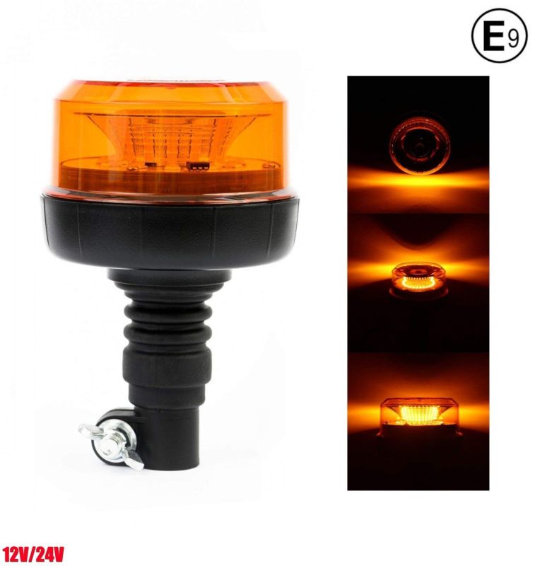 12 Led Warning Light Beacon Flashing Strobe Orange Diameter 110mm 12V 24V E9