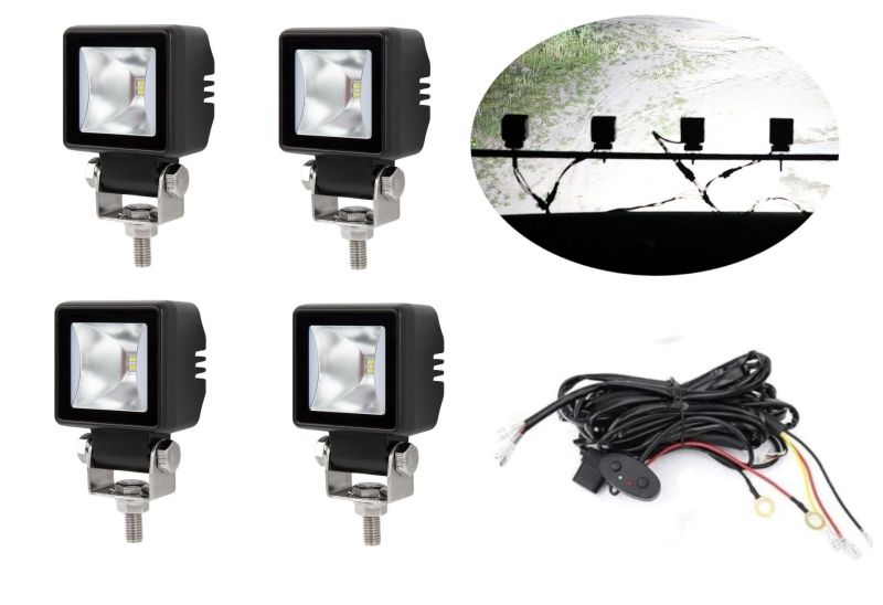 4 x LED Ekstralys DRL Hallo Lampa 12V 24V til SUV 4x4 Bil Traktor Flood Beam Lys Hvit