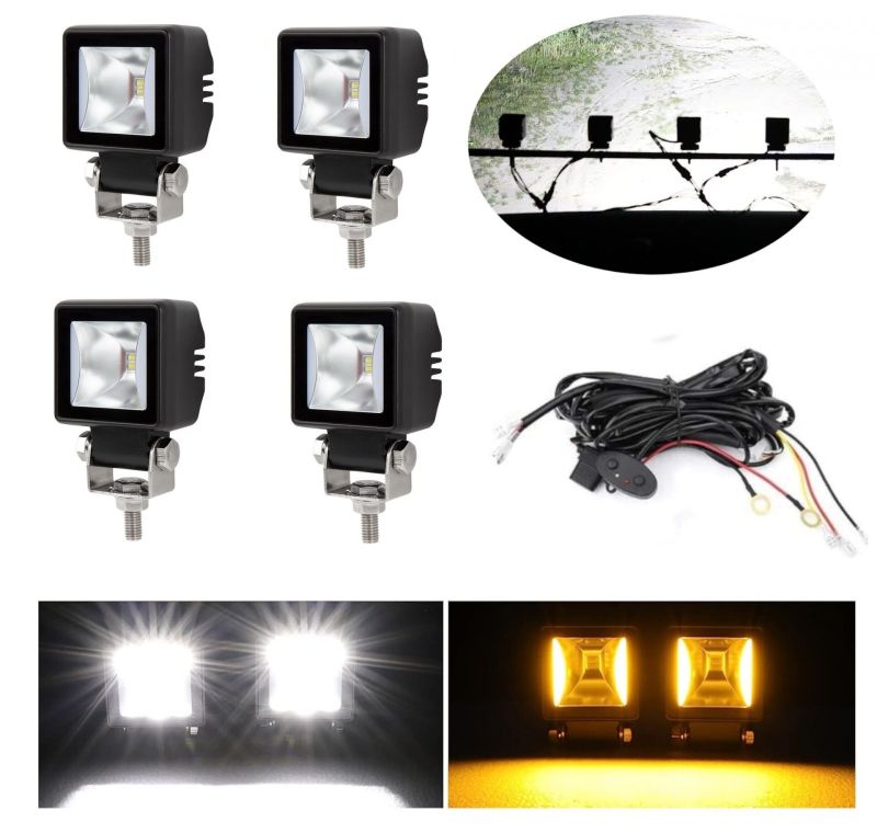 4 x LED Luces de trabajo Blanco DRL Amarillo Hallo Lampara 12V 24V Flood Beam Luz 