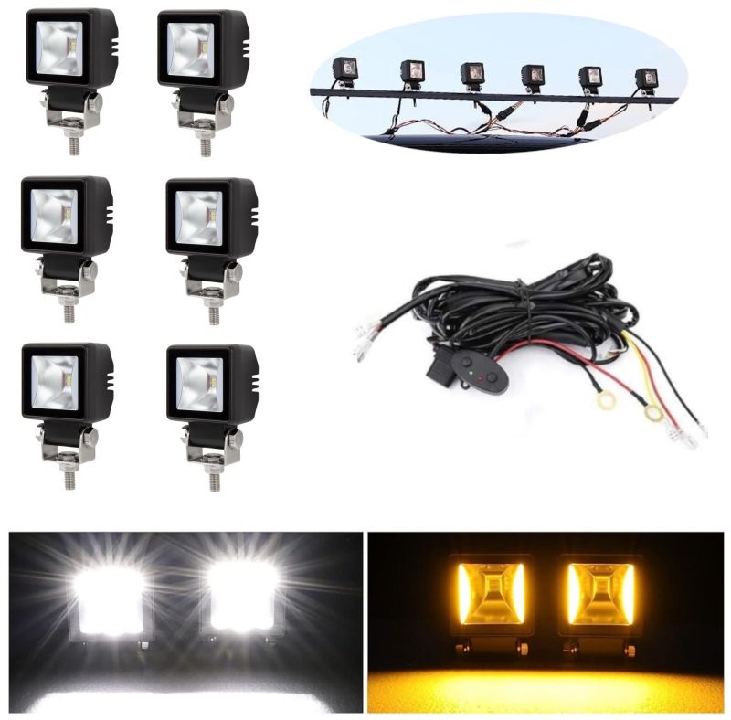 6 x LED Luces de trabajo Blanco DRL Amarillo Hallo Lampara 12V 24V Flood Beam Luz 