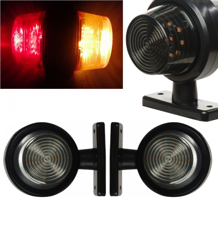 2 x Led Position Lights Clearance Lamp Marker Indicator Truck Trailer Lorry Red Orange 12V 24V