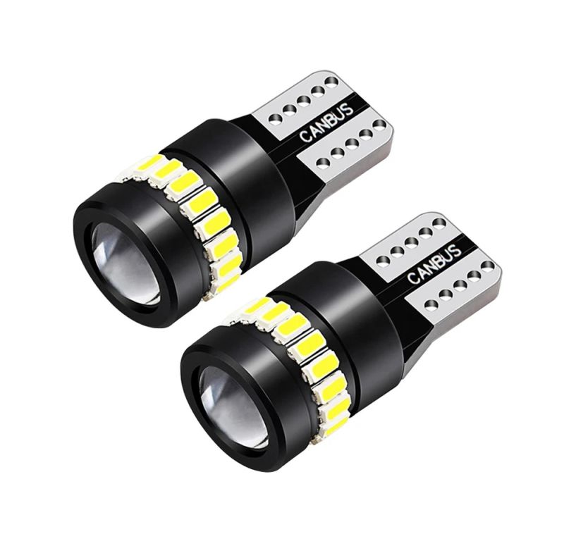 LED SMD T10 W5W – 3030 + 3014 Canbus No Error Lampa Becuri Lumini Alb 12V 24V cu Lentila