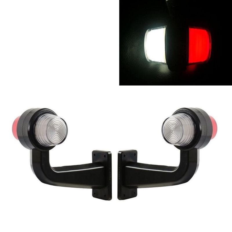 2 x Led Röd Vit Lastbil MarkeringslJys Ljus Lampa 12V 24V 
