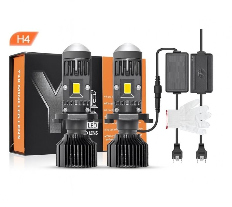 2 x LED Y10 H4 200% 50W 6400LM 6000K 360° Canbus mit Objektiv Scheinwerfer Lampen Autolichter Fahrzeug Hi/Low Beam LKW PKW 12V 24V Chip Led 