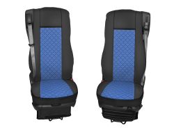 Sitzbezüge für DAF XF 106 2015-2021 LKW Blau Schwarz Leder