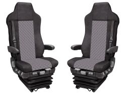 2x Couvre Housses Siege pour IVECO STRALIS HI-WAY 2005-2019 Camions Noir Gris Cuir